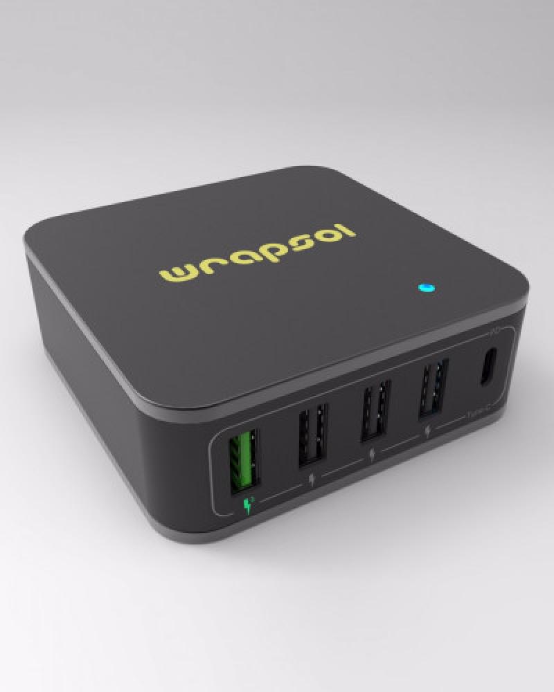 منصة شحن 4 منافذ USB ومنفذ PD من شركة WRAPSOL