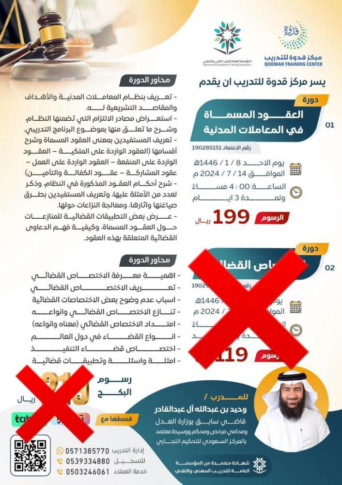 دورة العقود المسماة في المعاملات المدنية - عن بعد