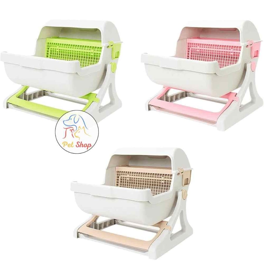 Cat Litter Box Large Tray Hooded Kitty Semi Automatic Training Pet Toilet Furniture