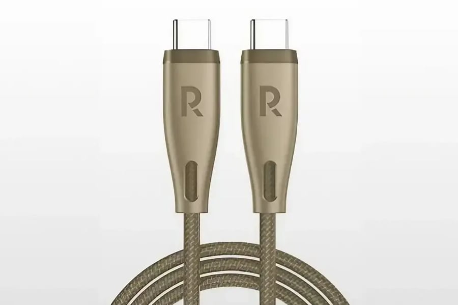 راف بور كيبل شاحن قماش لون بني بقوة 60 واط  من USB-C الى USB-C بطول 1.2متر