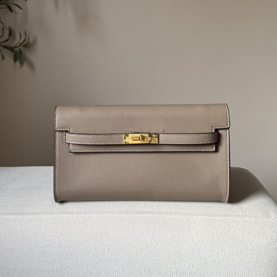 Khaki clutch- gold