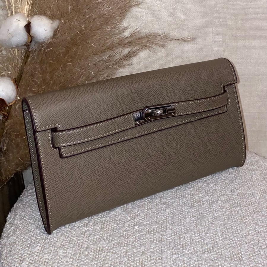 Khaki clutch-silver