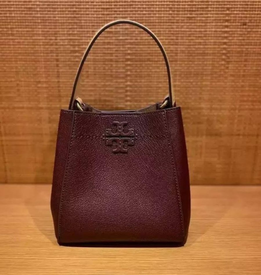 Tory Burch McGraw Small Tan Leather Bucket Bag