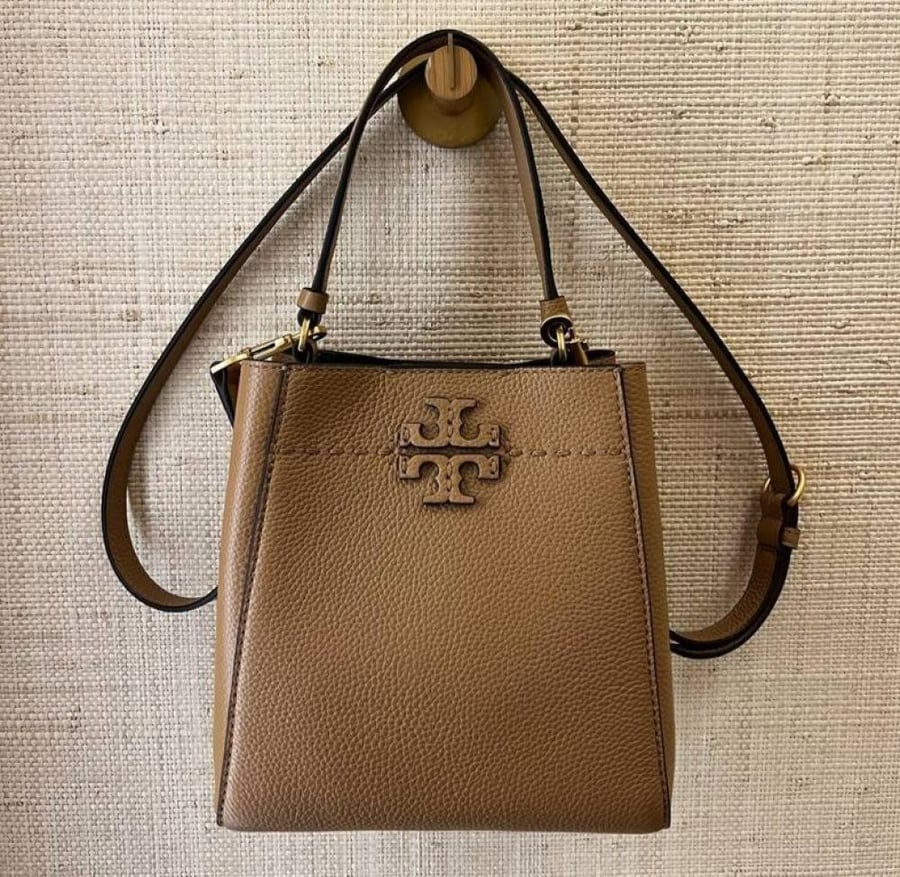 Tory Burch McGraw Small Tan Leather Bucket Bag