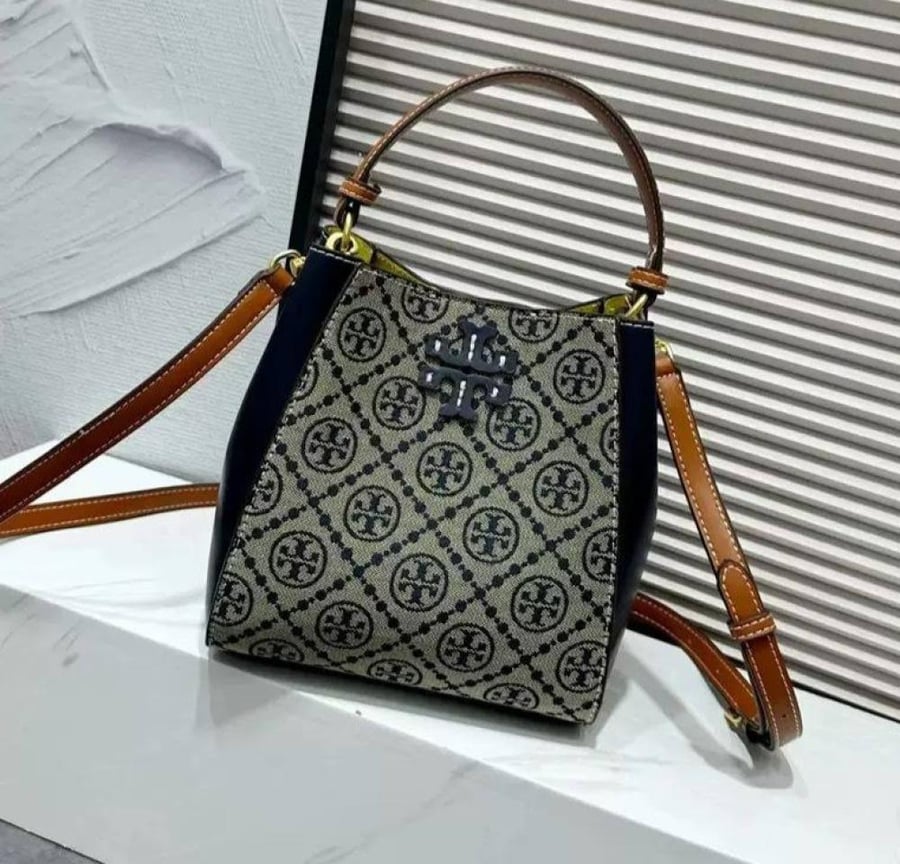 Tory Burch McGraw Small Tan Leather Bucket Bag