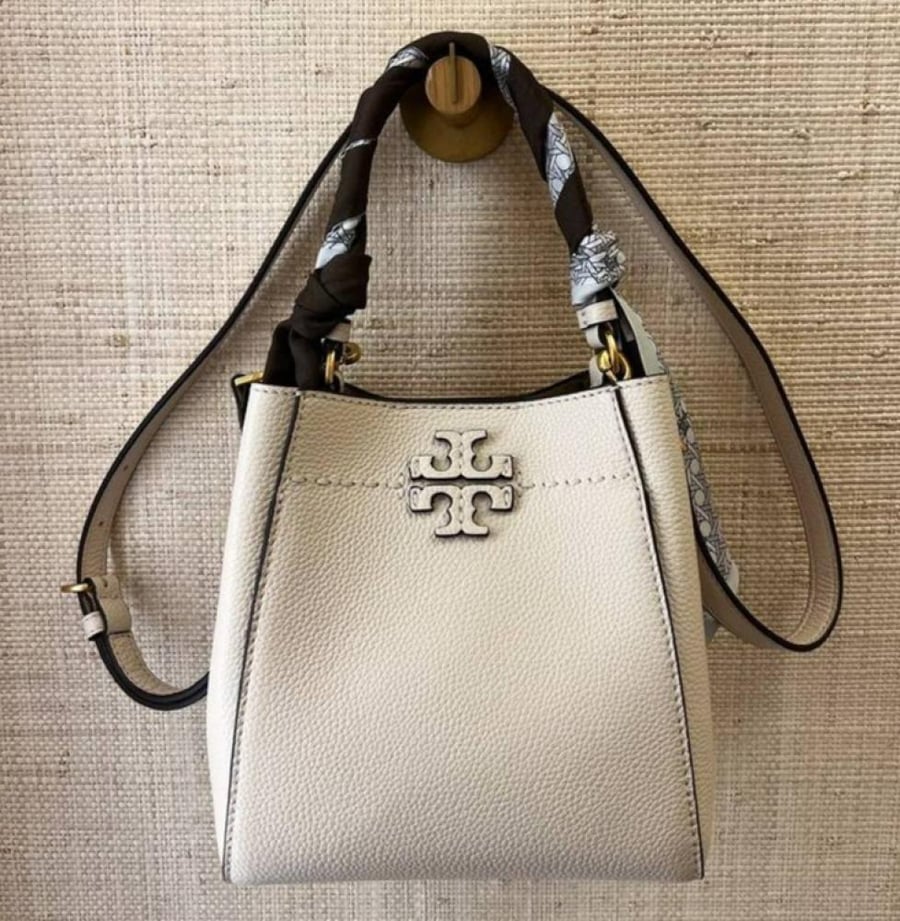 Tory Burch McGraw Small Tan Leather Bucket Bag