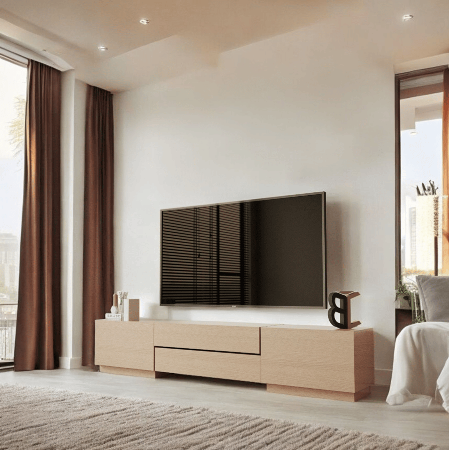 Beige TV stand 2036 with brown 2060 - SILVA model