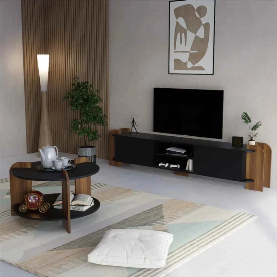 طقم طاولات مميز  اسود مع بني3- موديل SH99
