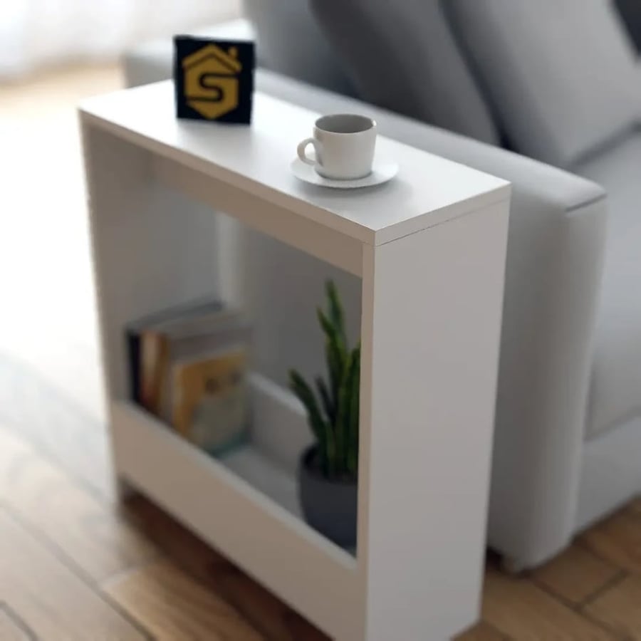 Modern white side table with a stylish and practical design