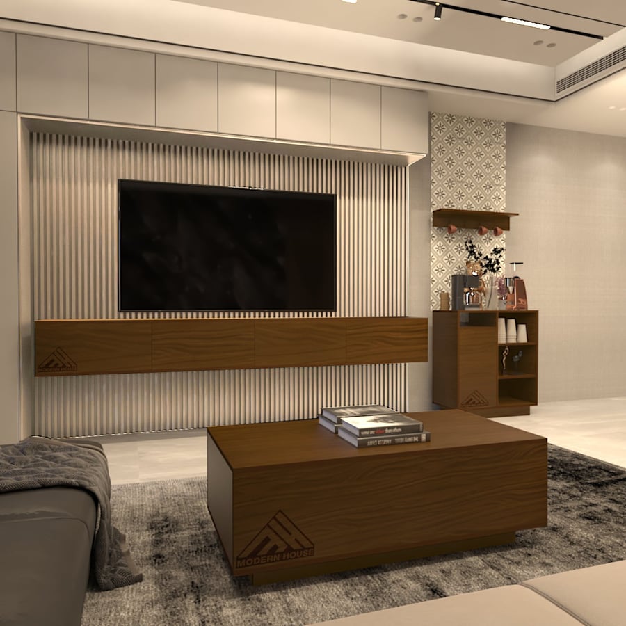 TV and Center Table Set (280cm) Lusy Brown