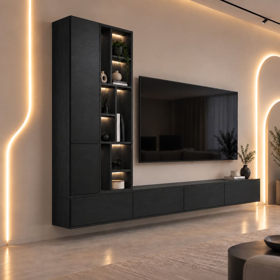 طاولة تلفزيون معلقة vict280 أسود فخم