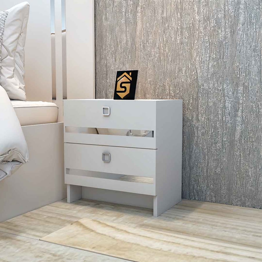 Complete bedroom set with 4-door wardrobe in white - SetBR-01