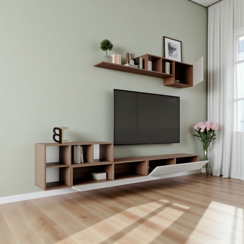 White and brown TV stand 2060 - MELO model