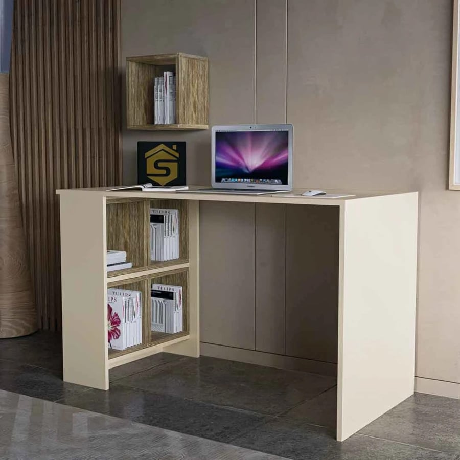Beige wooden office desk, model MK01