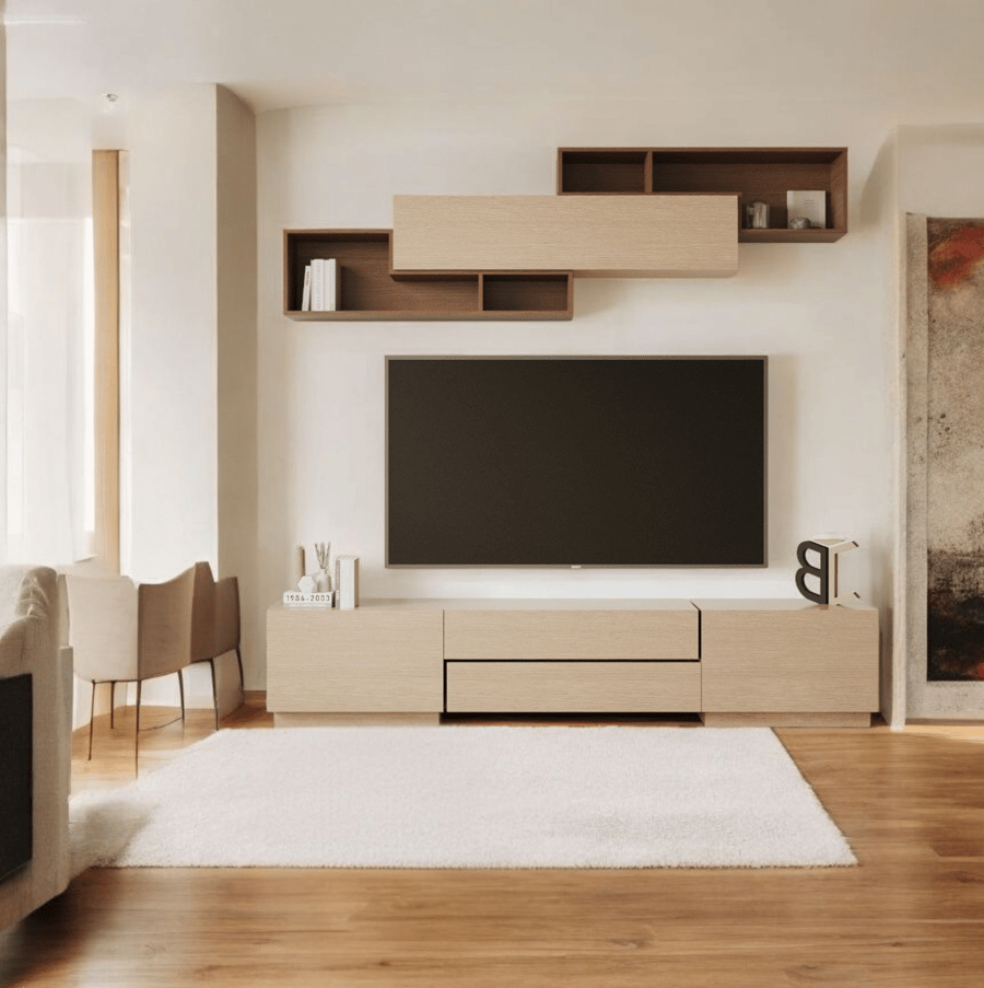 Beige TV stand 2036 with brown 2060 - SILVA model