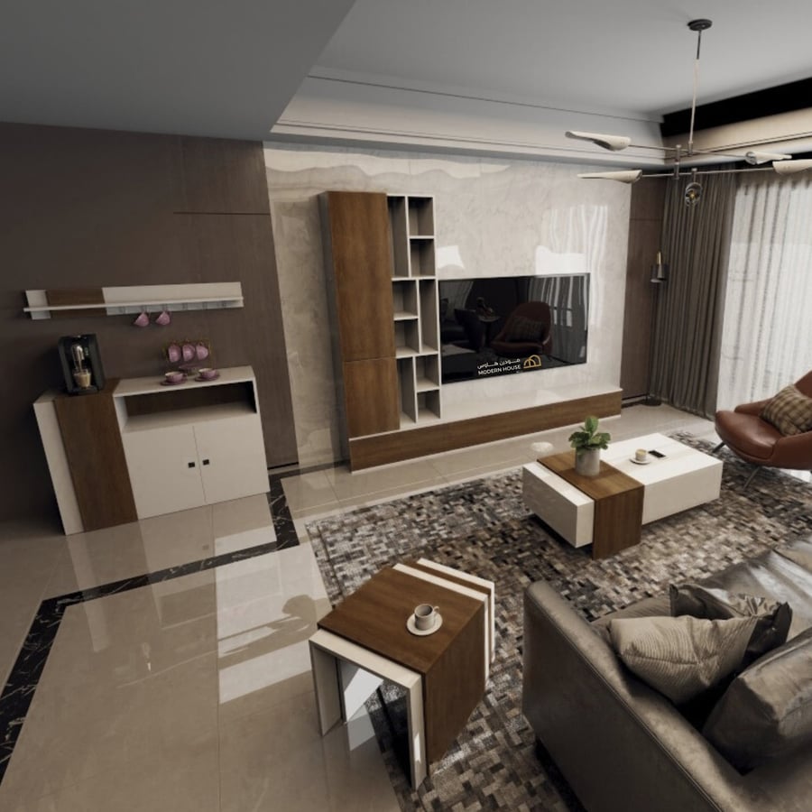 طقم طاولات ابيض مع بني موديل  Victorya