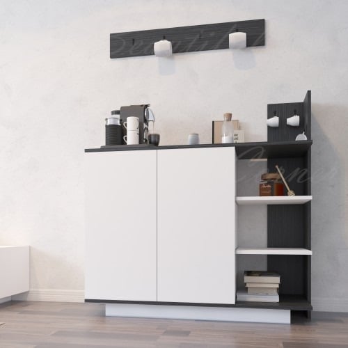 Dark gray and white corner coffee table - Panella model
