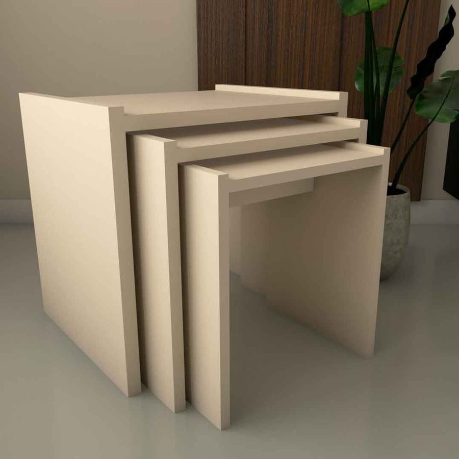 3 Beige Service Tables - Model Ct02