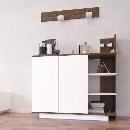 White and brown corner coffee table - Panella model