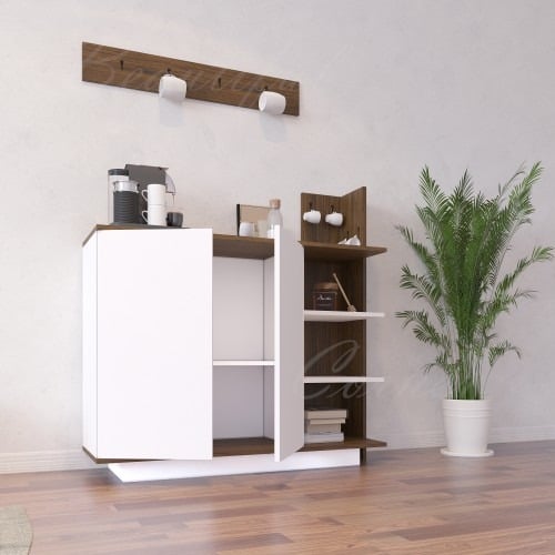 White and brown corner coffee table - Panella model