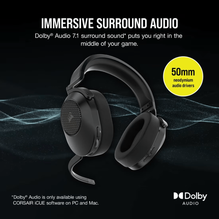 كورسير HS65 WIRELESS سماعة رأس للالعاب محيطية بتقنية Dolby Audio 7.1