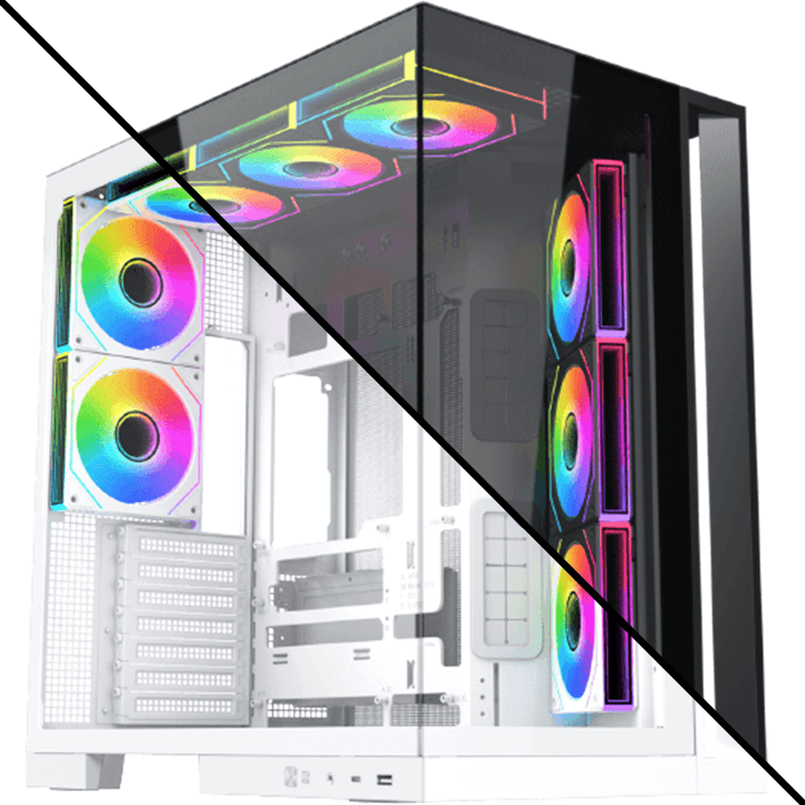 زيجماتيك Aqua 7 كيس بي سي E-ATX Mid Tower بانورامي مع 8 مراوح ARGB