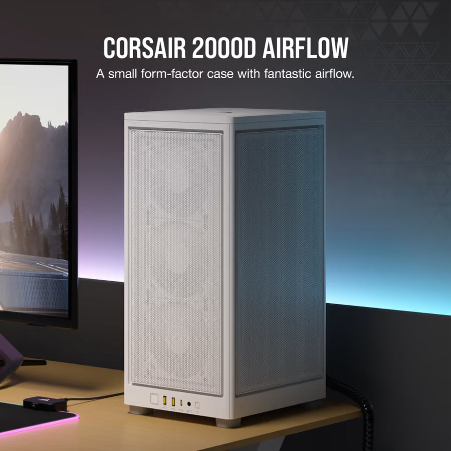 كورسير 2000D AIRFLOW كيس بي سي بحجم Mini-ITX - ابيض
