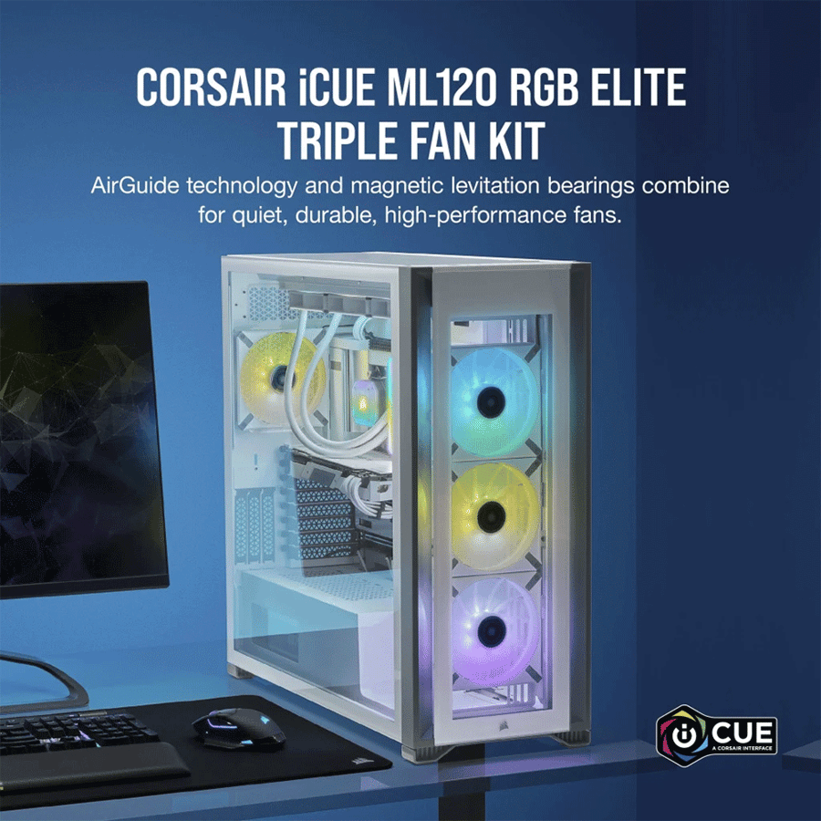 Corsair iCUE ML120 RGB ELITE Premium Magnetic 120mm PWM Triple Fan Kit