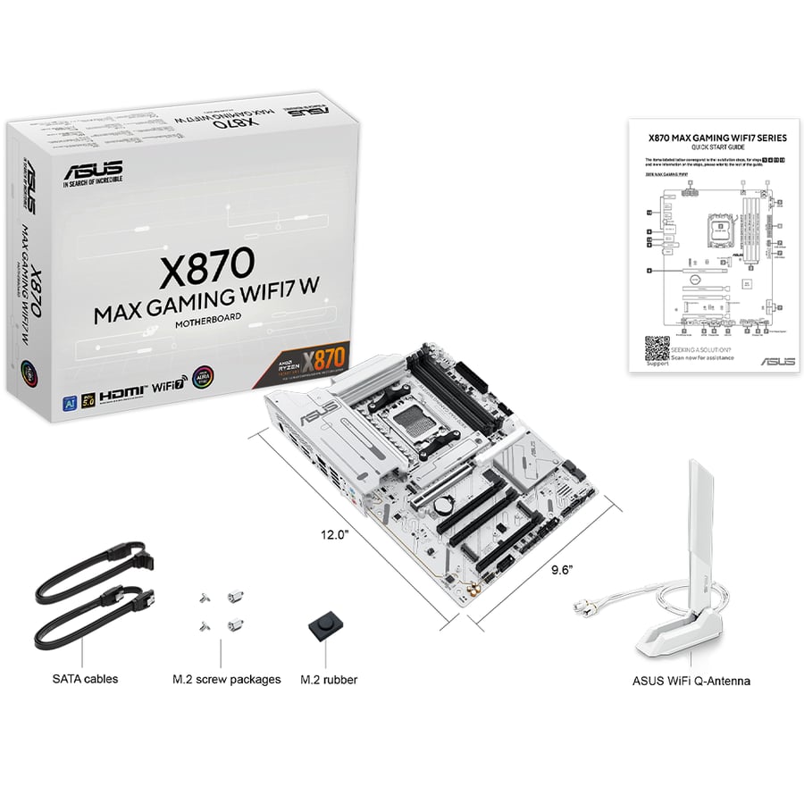 اسوس X870 MAX GAMING WIFI7 W لوحة الأم بمقبس AM5 لمعالجات رايزن