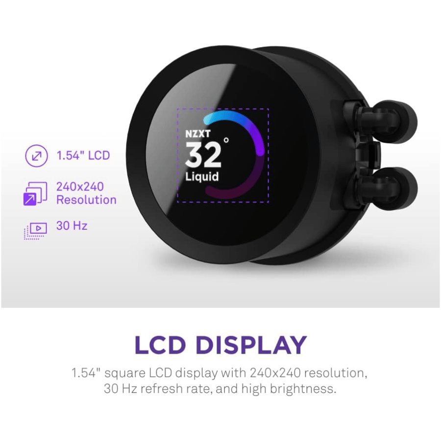 ان زذ اكس تي Kraken 240 RGB مبرد مائي 240مم AIO مع شاشة LCD ومراوح RGB
