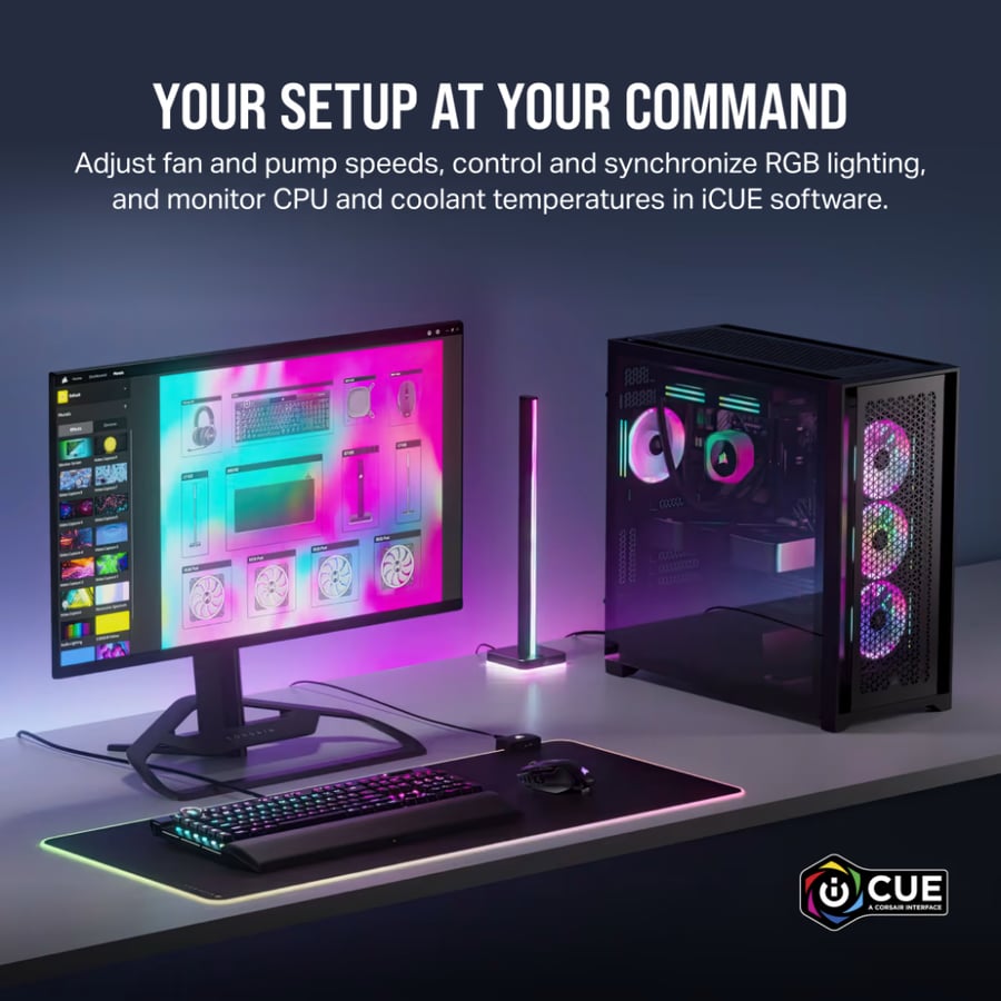 كورسير iCUE LINK H150i RGB AIO مبرد مائي للمعالج 360 مم - أسود