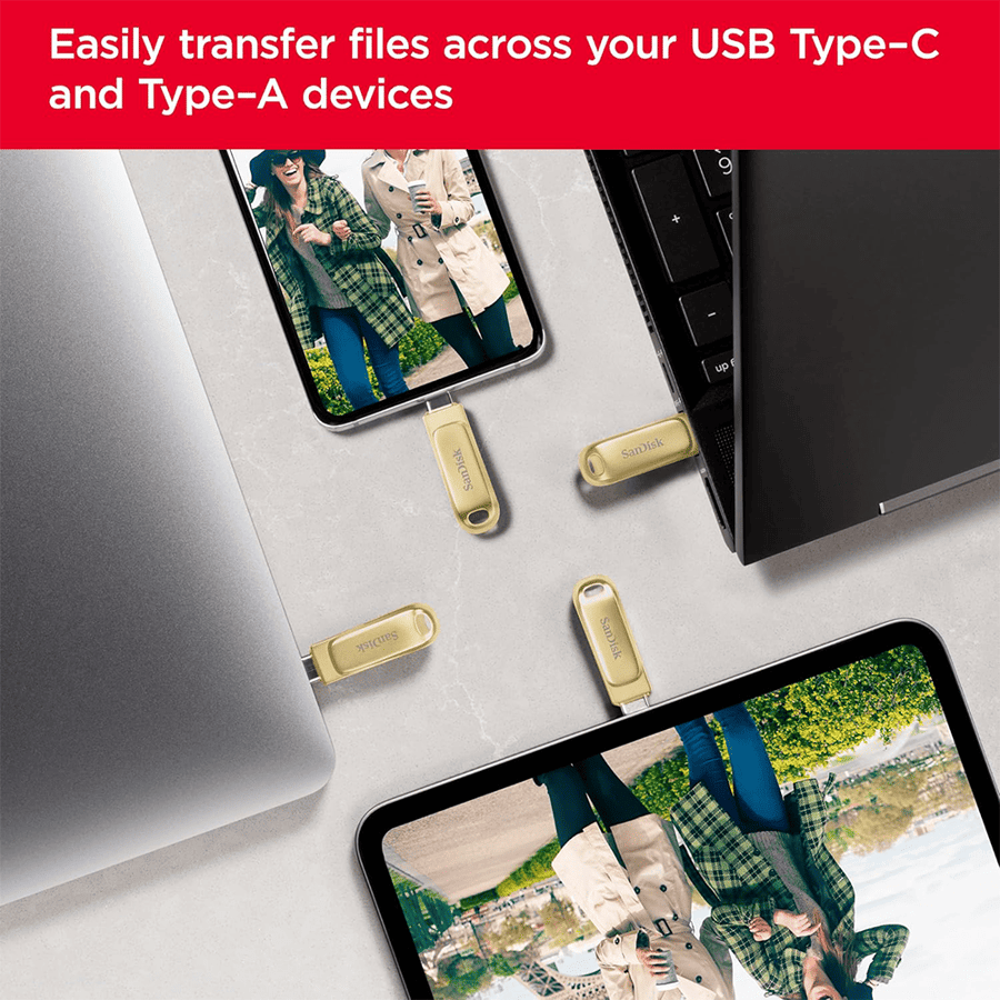 سانديسك Ultra Dual Drive Luxe Gold USB Type-C فلاش يو اس بي