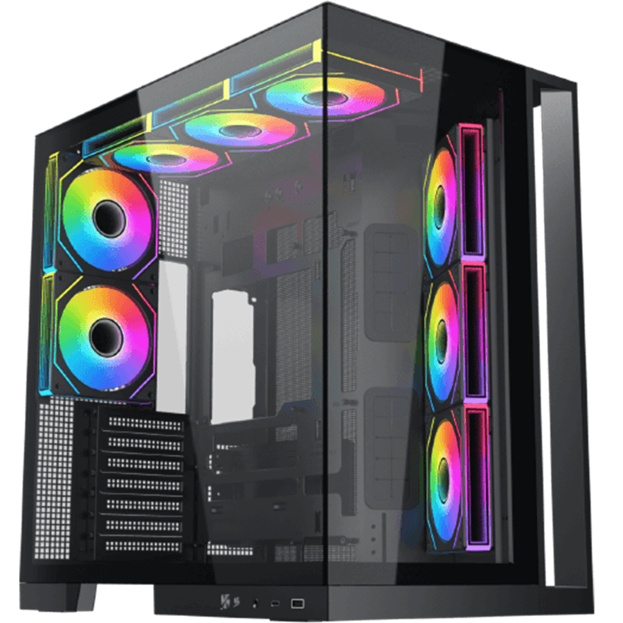زيجماتيك Aqua 7 كيس بي سي E-ATX Mid Tower بانورامي مع 8 مراوح ARGB