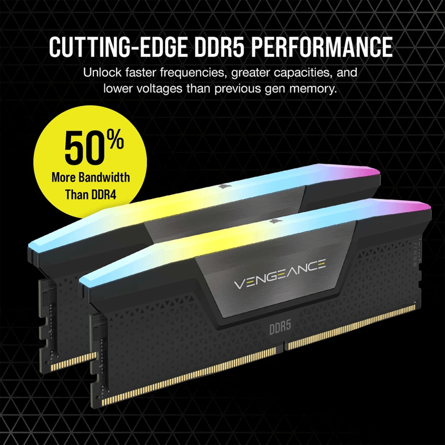 كورسير رامات VENGEANCE RGB 32GB 2x16GB DDR5 DRAM 6000MT/s CL36