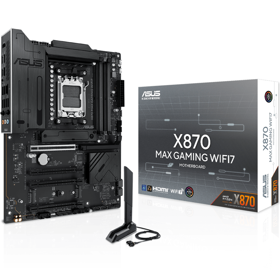اسوس X870 MAX GAMING WIFI7 لوحة الأم بمقبس AM5 لمعالجات رايزن