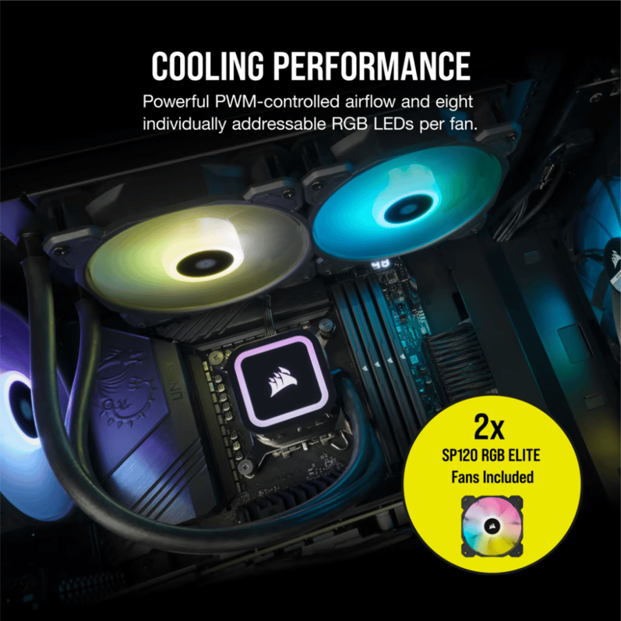 كورسير iCUE H100x RGB ELITE مبرد مائي للمعالج 240 مم اسود