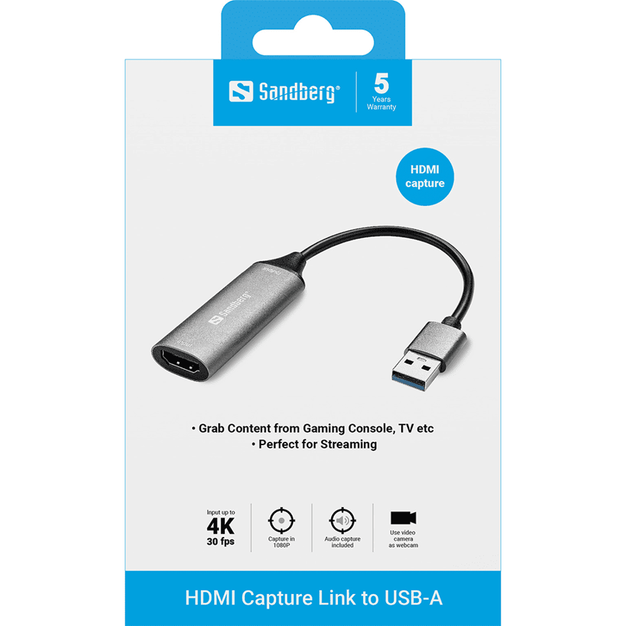 ساندبيرج HDMI Capture Link to USB-A وصلة HDMI إلى USB-A