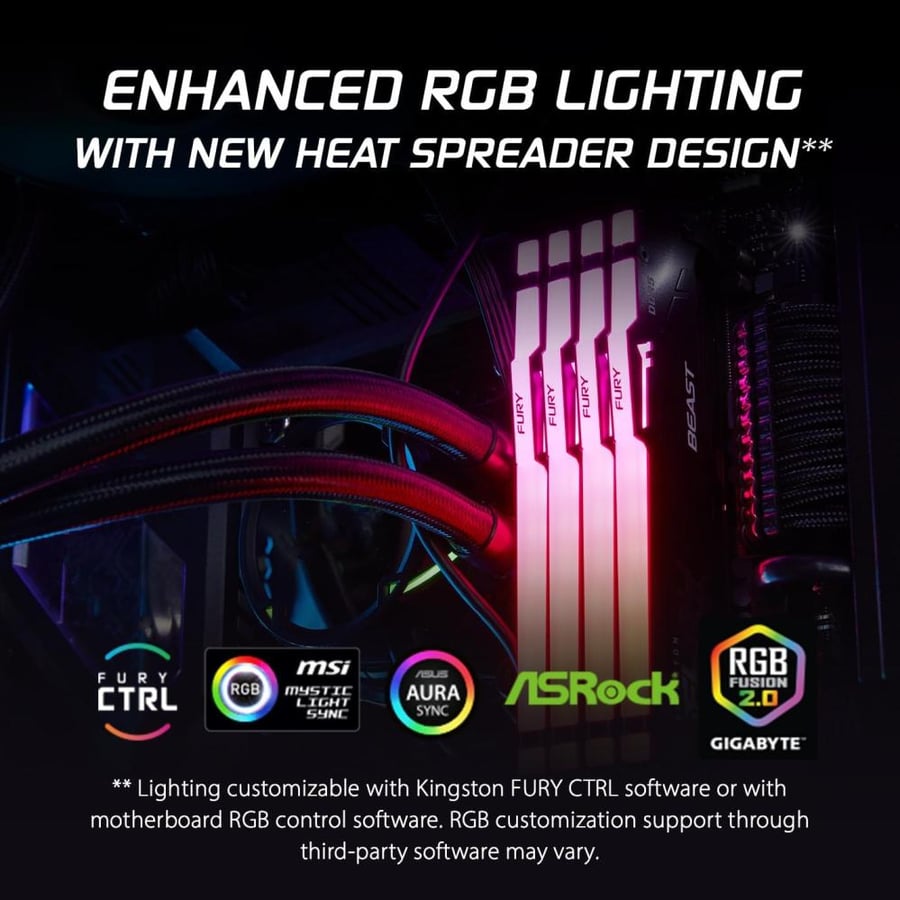 كينجستون FURY Beast DDR5 RGB 6000MT/s AMD Expo DDR5 CL36 رامات كمبيوتر