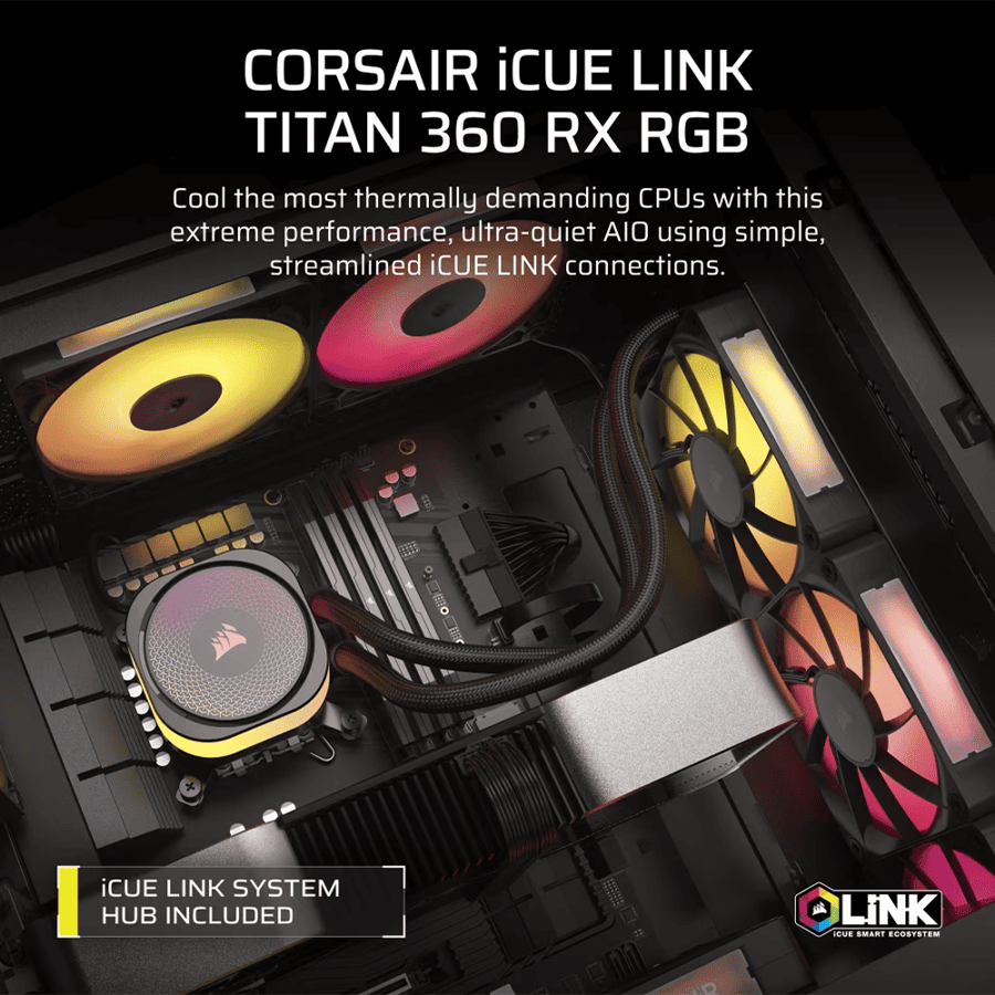 كورسير iCUE LINK TITAN 360 RX RGB AIO مبرد مائي 360 مم للمعالج