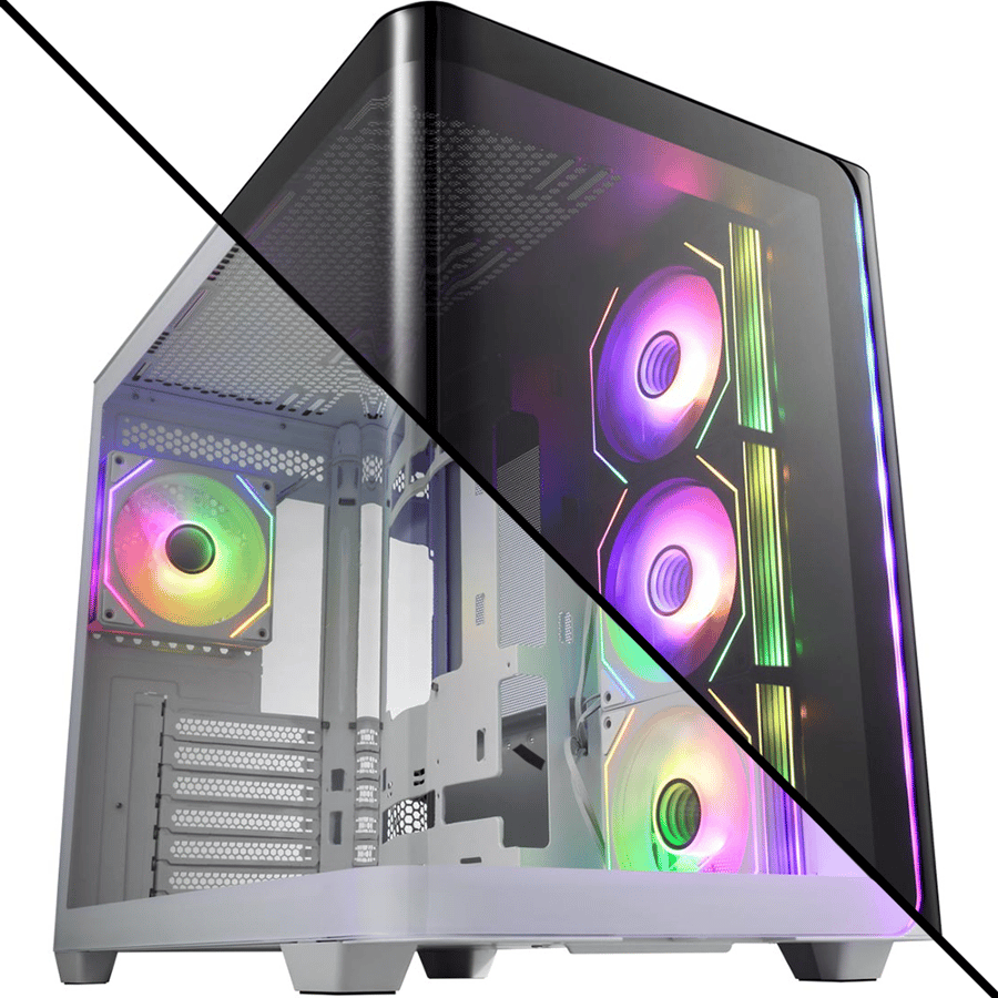 اف اس بي M580 كيس بي سي بحجم ATX Mid Tower مع 4 مراوح 120 مم ARGB