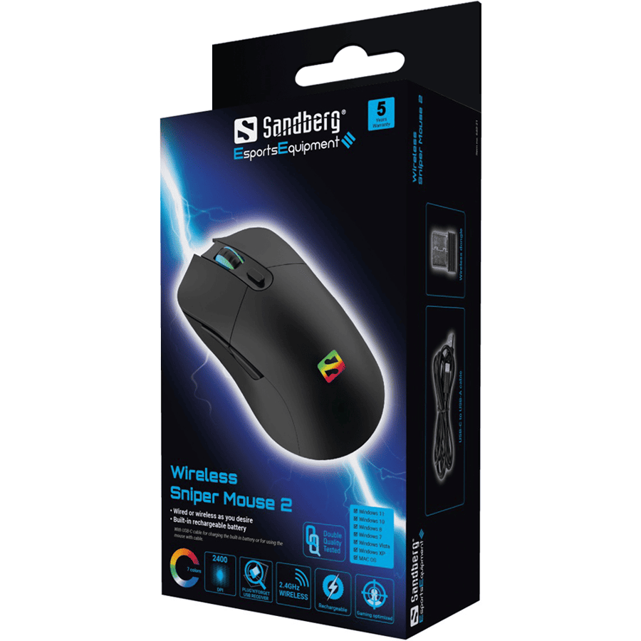 ساندبيرج Sandberg Wireless Sniper Mouse ماوس لاسلكي 2400DPI