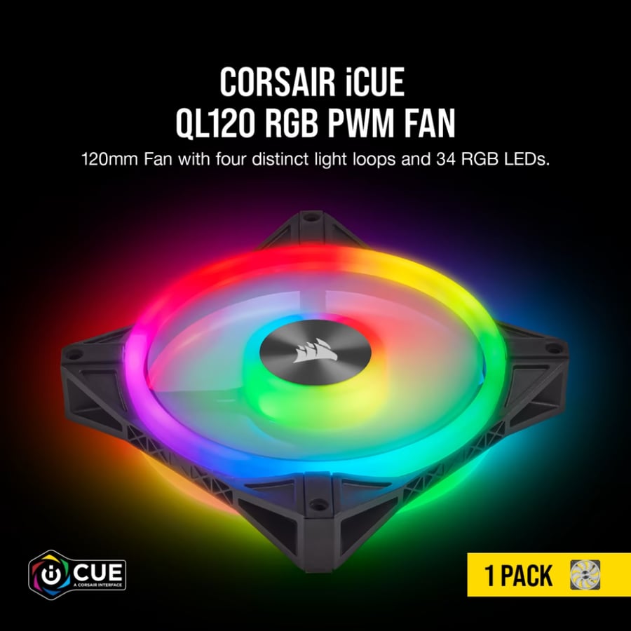 كورسير iCUE QL120 RGB 120mm PWM مروحة فردية