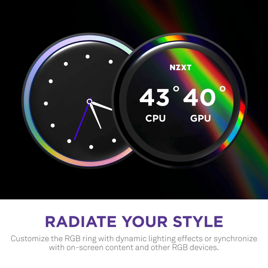 ان زد اكس تي Kraken Elite 240 RGB مبرد AIO مائي 240 مم مع شاشة IPS LCD