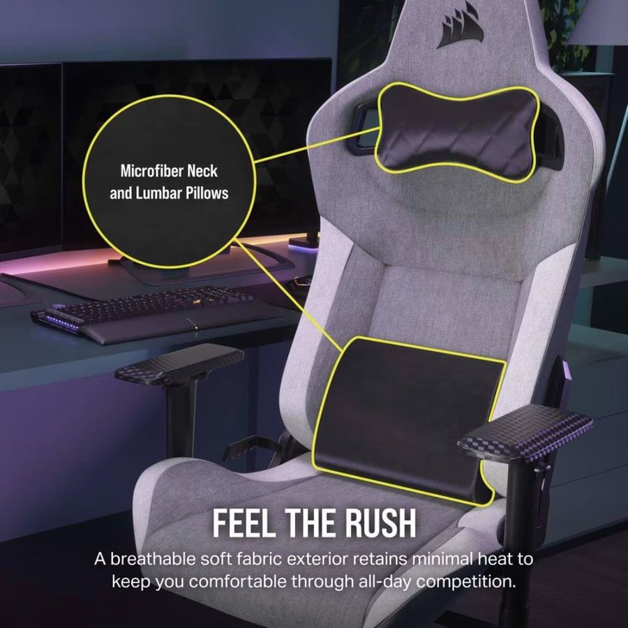 كورسير T3 RUSH Fabric Gaming Chair 2023 Grey/White كرسي ألعاب قماشي