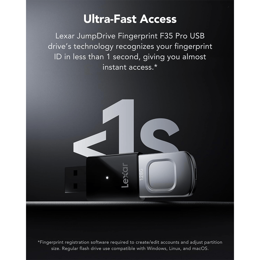 ليكسار JumpDrive Fingerprint F35 PRO 128GB يو اس بي فلاش بقارئ بصمة
