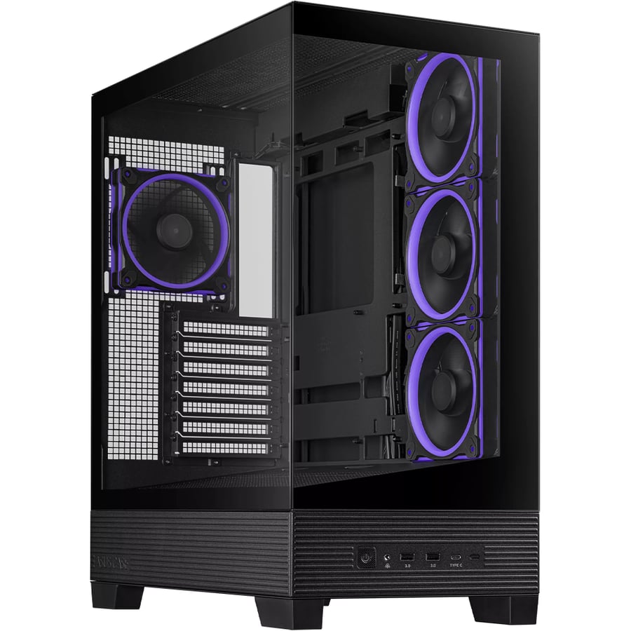 اسوس A31 Plus TG ARGB كيس بي سي بحجم ATX Mid Tower مع 4 مراوح ARGB
