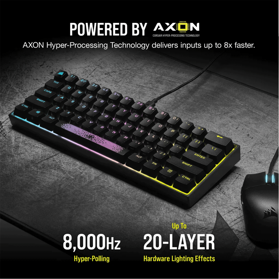 كورسير K65 RGB MINI كيبورد العاب ميكانيكي 60% سويتش CHERRY MX احمر