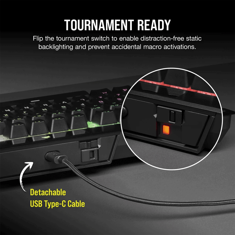 كورسير K70 RGB TKL كيبورد ضوئي-ميكانيكي اغطية مفاتيح DOUBLE SHOT PRO