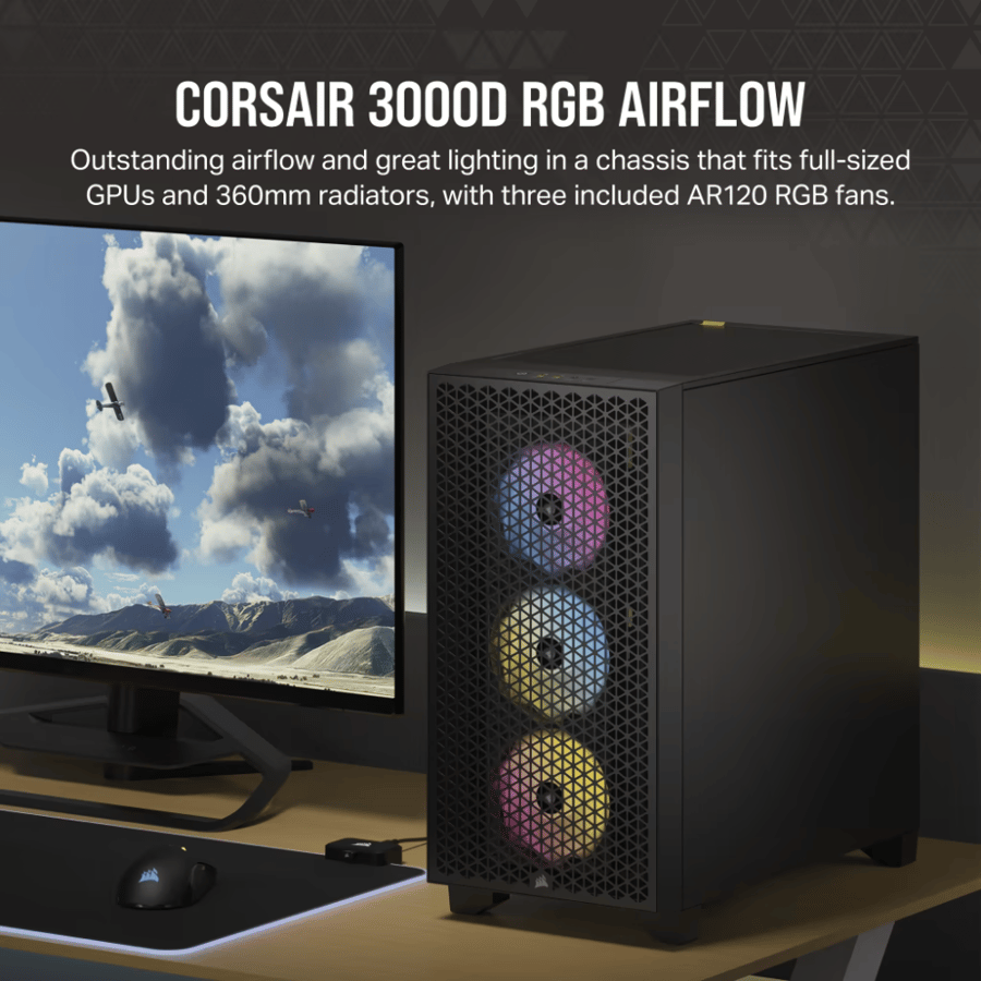 كورسير 3000D RGB AIRFLOW كيس بي سي بحجم Mid-Tower - أسود