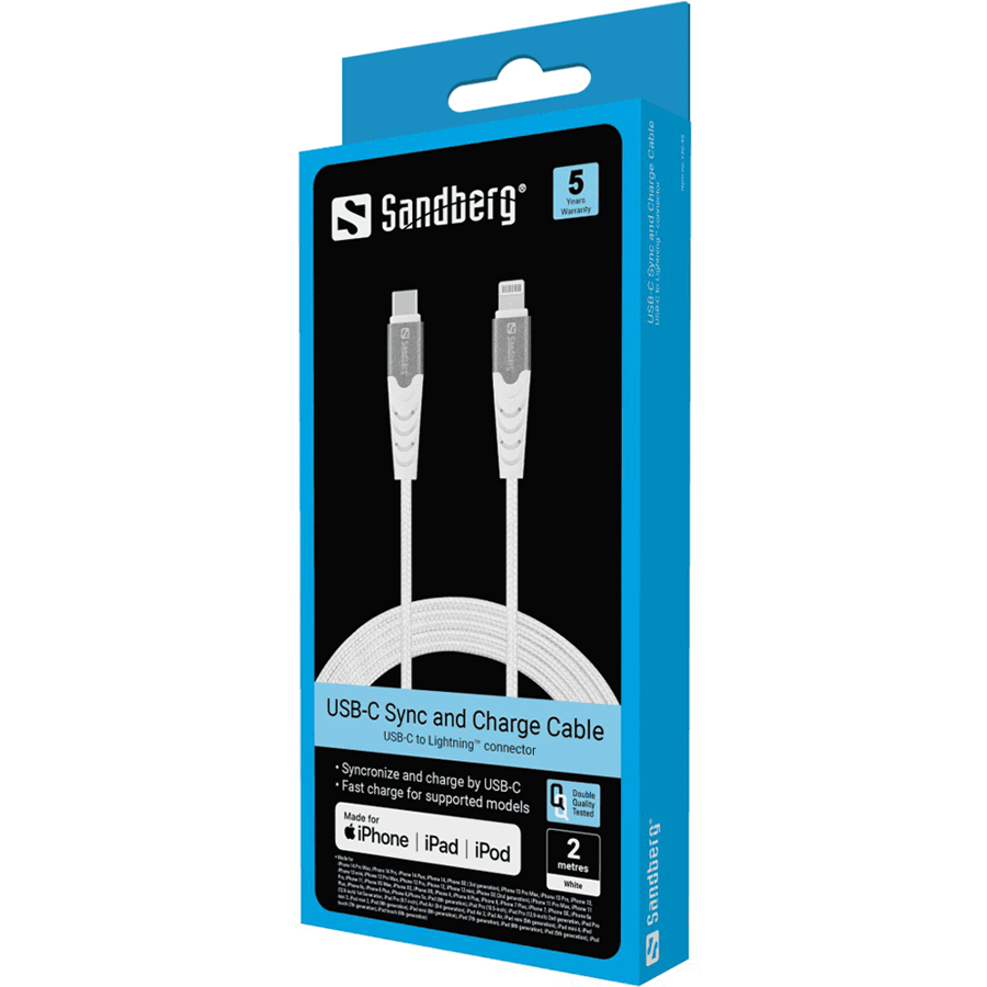 ساندبيرج USB-C PD to Lightning MFI 2M كابل شحن للايفون